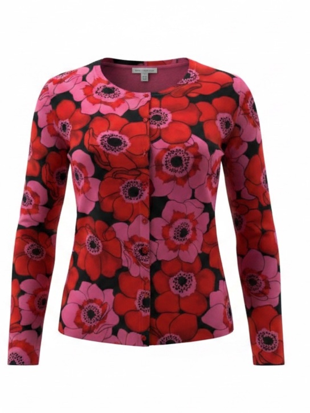 Isaac Mizrahi Vibrant Pink & Red Floral Long Sleeve Top - Picture 2 of 6